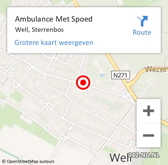 Locatie op kaart van de 112 melding: Ambulance Met Spoed Naar Well, Sterrenbos op 24 augustus 2017 22:26