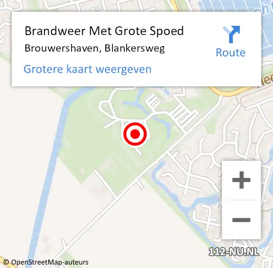 Locatie op kaart van de 112 melding: Brandweer Met Grote Spoed Naar Brouwershaven, Blankersweg op 24 augustus 2017 22:28