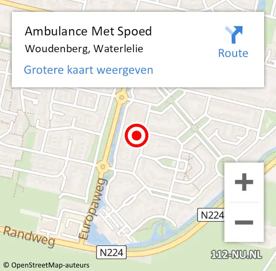 Locatie op kaart van de 112 melding: Ambulance Met Spoed Naar Woudenberg, Waterlelie op 24 augustus 2017 23:12