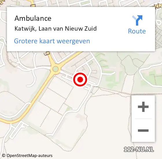 Locatie op kaart van de 112 melding: Ambulance Katwijk, Laan van Nieuw Zuid op 24 augustus 2017 23:27