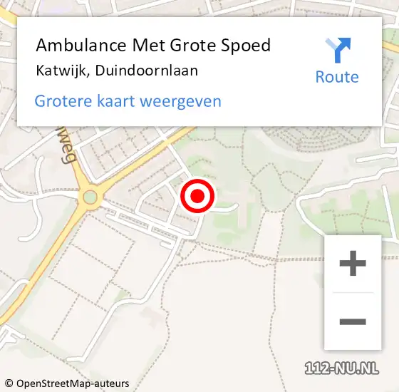 Locatie op kaart van de 112 melding: Ambulance Met Grote Spoed Naar Katwijk, Duindoornlaan op 24 augustus 2017 23:34