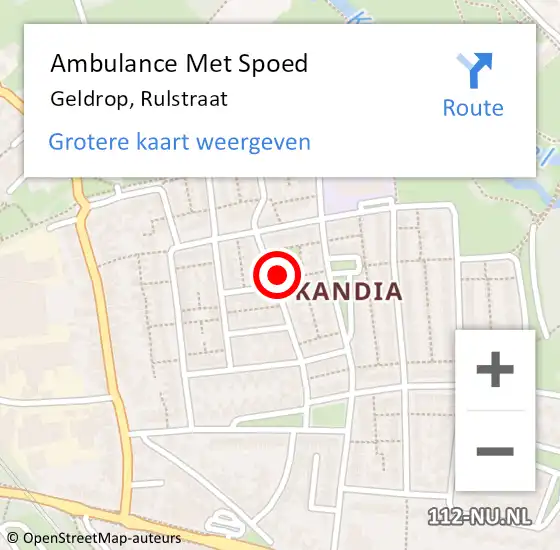 Locatie op kaart van de 112 melding: Ambulance Met Spoed Naar Geldrop, Rulstraat op 24 augustus 2017 23:35