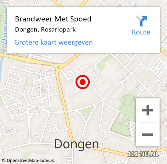 Locatie op kaart van de 112 melding: Brandweer Met Spoed Naar Dongen, Rosariopark op 25 augustus 2017 03:50