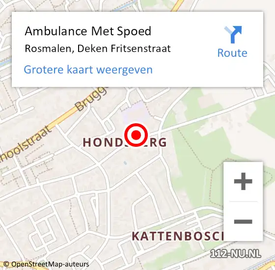 Locatie op kaart van de 112 melding: Ambulance Met Spoed Naar Rosmalen, Deken Fritsenstraat op 25 augustus 2017 04:44