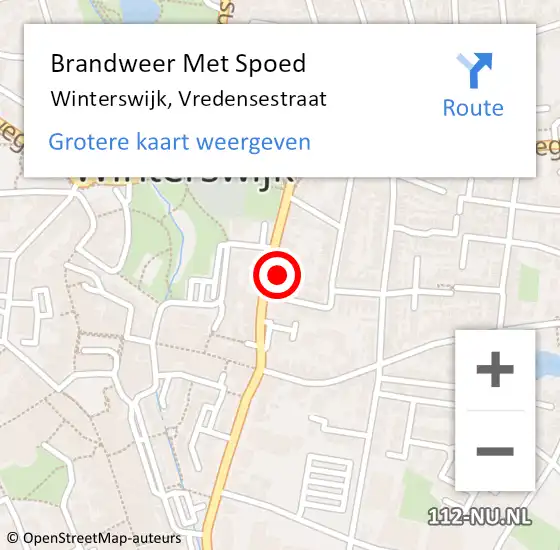 Locatie op kaart van de 112 melding: Brandweer Met Spoed Naar Winterswijk, Vredensestraat op 25 augustus 2017 06:43