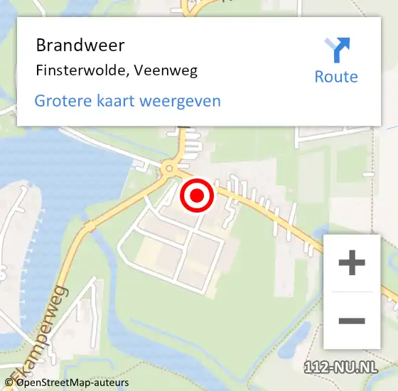 Locatie op kaart van de 112 melding: Brandweer Finsterwolde, Veenweg op 25 augustus 2017 07:23