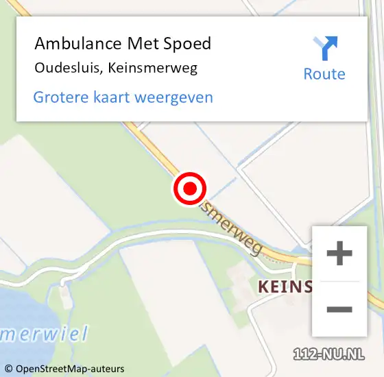 Locatie op kaart van de 112 melding: Ambulance Met Spoed Naar Oudesluis, Keinsmerweg op 25 augustus 2017 07:46