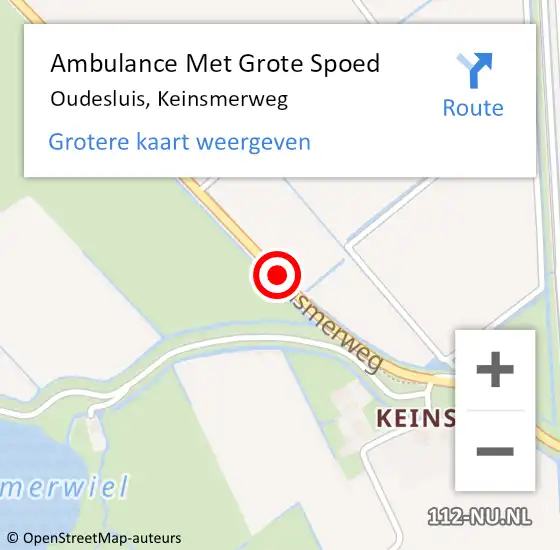 Locatie op kaart van de 112 melding: Ambulance Met Grote Spoed Naar Oudesluis, Keinsmerweg op 25 augustus 2017 07:48