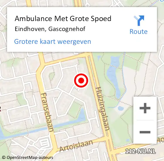 Locatie op kaart van de 112 melding: Ambulance Met Grote Spoed Naar Eindhoven, Gascognehof op 25 augustus 2017 08:26