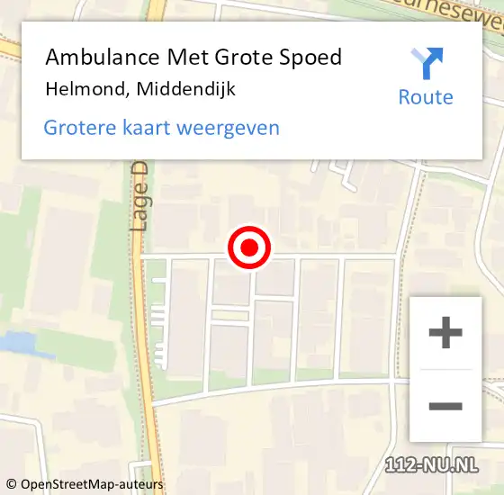 Locatie op kaart van de 112 melding: Ambulance Met Grote Spoed Naar Helmond, Middendijk op 25 augustus 2017 08:33