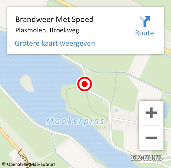 Locatie op kaart van de 112 melding: Brandweer Met Spoed Naar Plasmolen, Broekweg op 25 augustus 2017 08:37