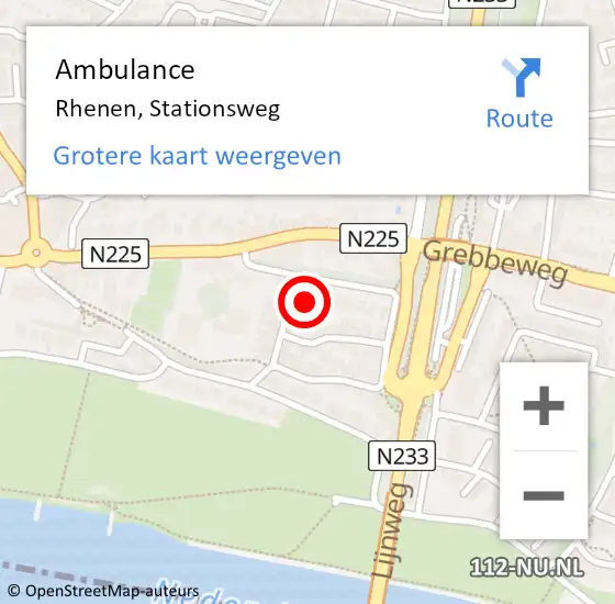 Locatie op kaart van de 112 melding: Ambulance Rhenen, Stationsweg op 25 augustus 2017 08:53