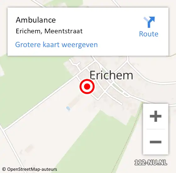 Locatie op kaart van de 112 melding: Ambulance Erichem, Meentstraat op 25 augustus 2017 09:05