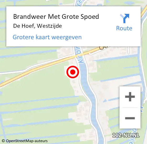 Locatie op kaart van de 112 melding: Brandweer Met Grote Spoed Naar De Hoef, Westzijde op 25 augustus 2017 10:03