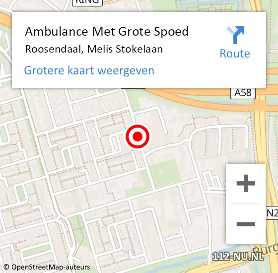Locatie op kaart van de 112 melding: Ambulance Met Grote Spoed Naar Roosendaal, Melis Stokelaan op 25 augustus 2017 10:38