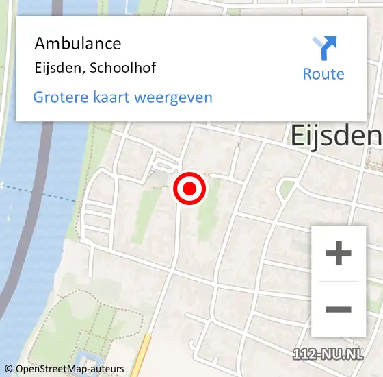 Locatie op kaart van de 112 melding: Ambulance Eijsden, Schoolhof op 30 januari 2014 14:37