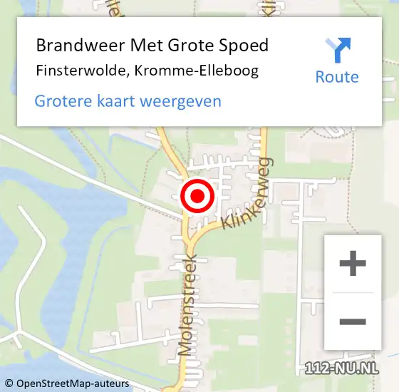 Locatie op kaart van de 112 melding: Brandweer Met Grote Spoed Naar Finsterwolde, Kromme-Elleboog op 30 januari 2014 14:43