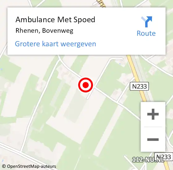 Locatie op kaart van de 112 melding: Ambulance Met Spoed Naar Rhenen, Bovenweg op 25 augustus 2017 12:13