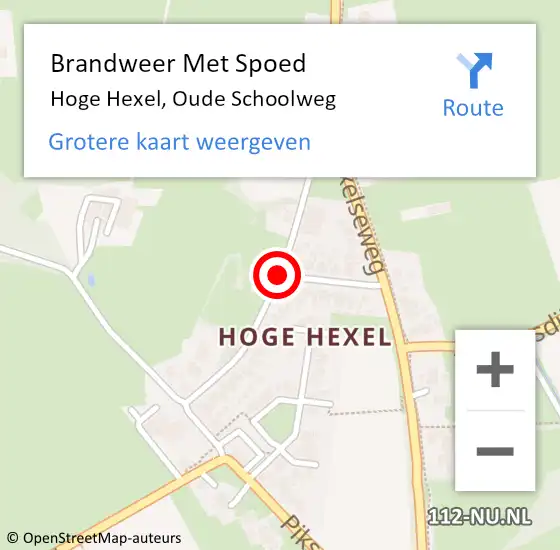 Locatie op kaart van de 112 melding: Brandweer Met Spoed Naar Hoge Hexel, Oude Schoolweg op 25 augustus 2017 12:21