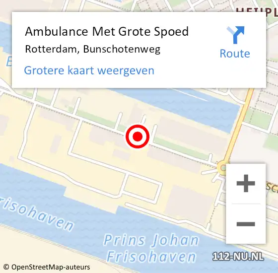 Locatie op kaart van de 112 melding: Ambulance Met Grote Spoed Naar Rotterdam, Bunschotenweg op 25 augustus 2017 12:27