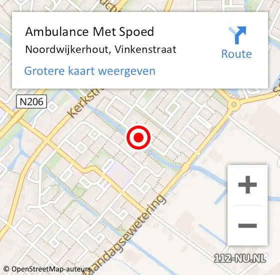 Locatie op kaart van de 112 melding: Ambulance Met Spoed Naar Noordwijkerhout, Vinkenstraat op 25 augustus 2017 12:47