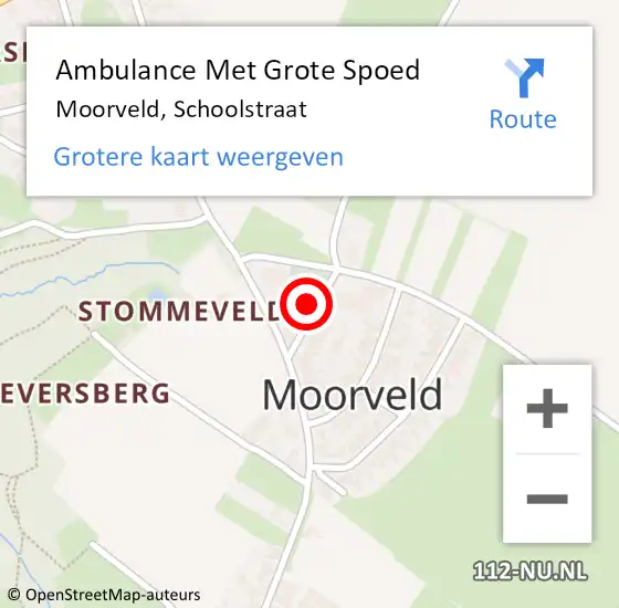 Locatie op kaart van de 112 melding: Ambulance Met Grote Spoed Naar Moorveld, Schoolstraat op 30 januari 2014 14:53