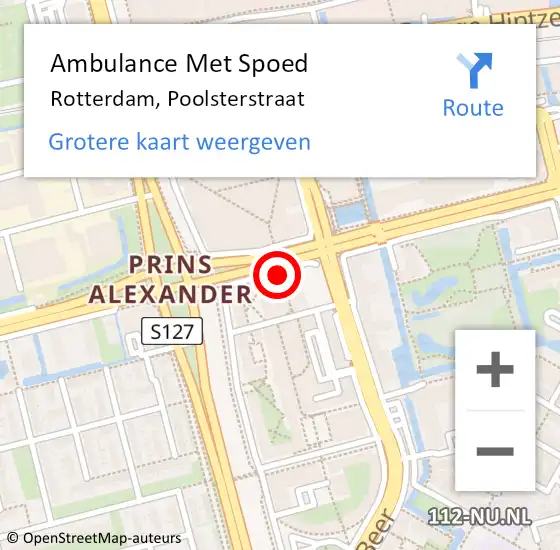 Locatie op kaart van de 112 melding: Ambulance Met Spoed Naar Rotterdam, Poolsterstraat op 25 augustus 2017 14:17