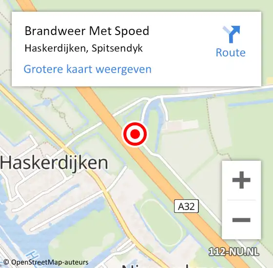 Locatie op kaart van de 112 melding: Brandweer Met Spoed Naar Haskerdijken, Spitsendyk op 25 augustus 2017 14:50