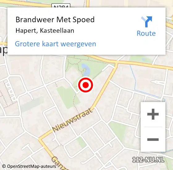 Locatie op kaart van de 112 melding: Brandweer Met Spoed Naar Hapert, Kasteellaan op 25 augustus 2017 15:05