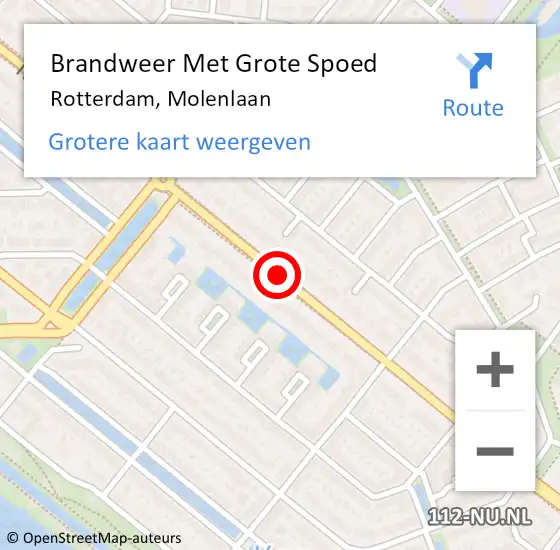Locatie op kaart van de 112 melding: Brandweer Met Grote Spoed Naar Rotterdam, Molenlaan op 25 augustus 2017 15:15