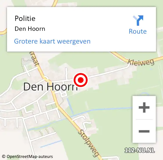 Locatie op kaart van de 112 melding: Politie Den Hoorn op 25 augustus 2017 15:38