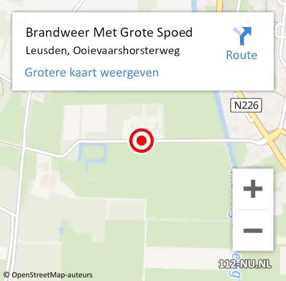 Locatie op kaart van de 112 melding: Brandweer Met Grote Spoed Naar Leusden, Ooievaarshorsterweg op 25 augustus 2017 15:55