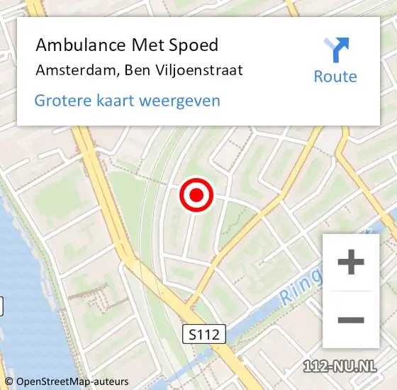 Locatie op kaart van de 112 melding: Ambulance Met Spoed Naar Amsterdam, Ben Viljoenstraat op 25 augustus 2017 15:56