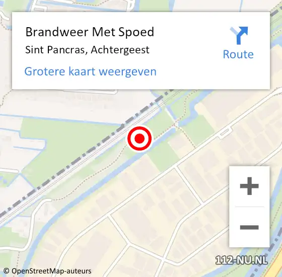 Locatie op kaart van de 112 melding: Brandweer Met Spoed Naar Sint Pancras, Achtergeest op 25 augustus 2017 17:10