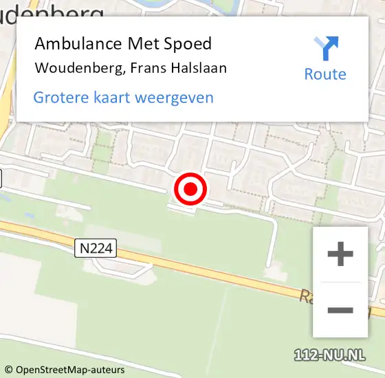 Locatie op kaart van de 112 melding: Ambulance Met Spoed Naar Woudenberg, Frans Halslaan op 25 augustus 2017 17:26