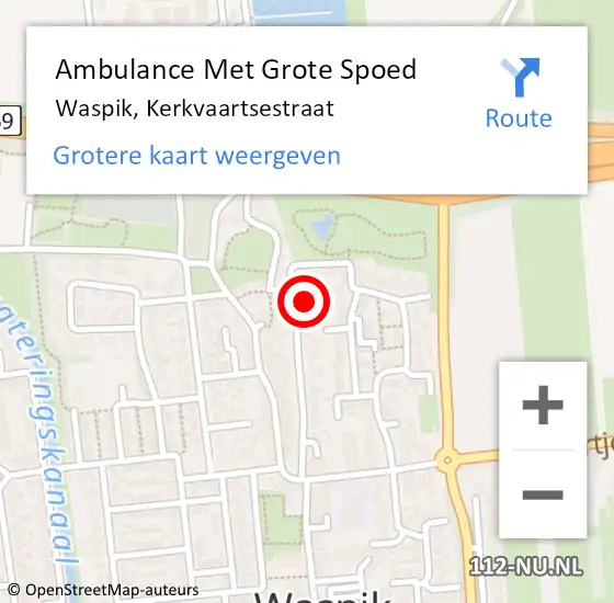 Locatie op kaart van de 112 melding: Ambulance Met Grote Spoed Naar Waspik, Kerkvaartsestraat op 25 augustus 2017 17:46