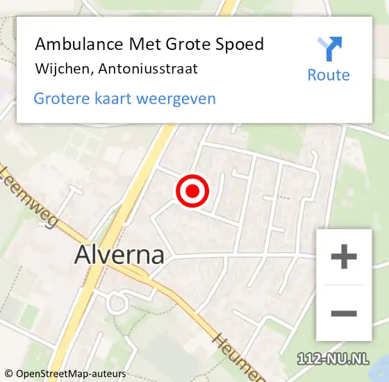 Locatie op kaart van de 112 melding: Ambulance Met Grote Spoed Naar Wijchen, Antoniusstraat op 25 augustus 2017 18:12