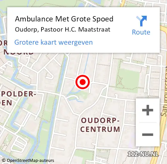 Locatie op kaart van de 112 melding: Ambulance Met Grote Spoed Naar Oudorp, Pastoor H.C. Maatstraat op 25 augustus 2017 18:17