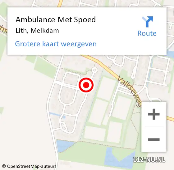 Locatie op kaart van de 112 melding: Ambulance Met Spoed Naar Lith, Melkdam op 25 augustus 2017 18:19