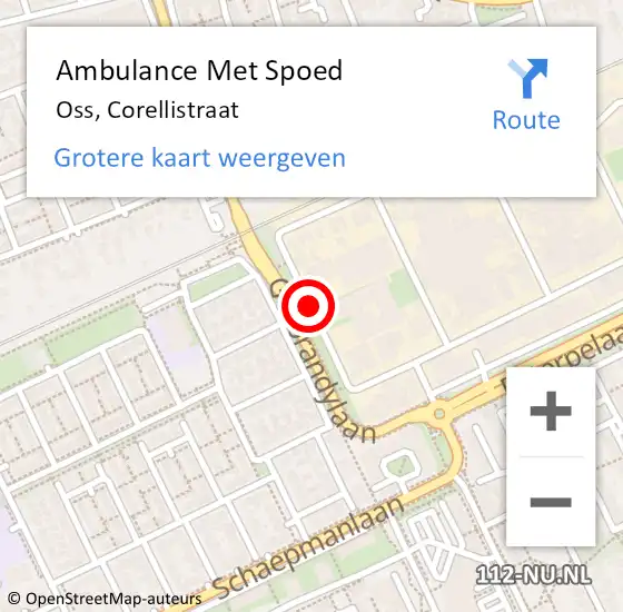 Locatie op kaart van de 112 melding: Ambulance Met Spoed Naar Oss, Corellistraat op 25 augustus 2017 18:35