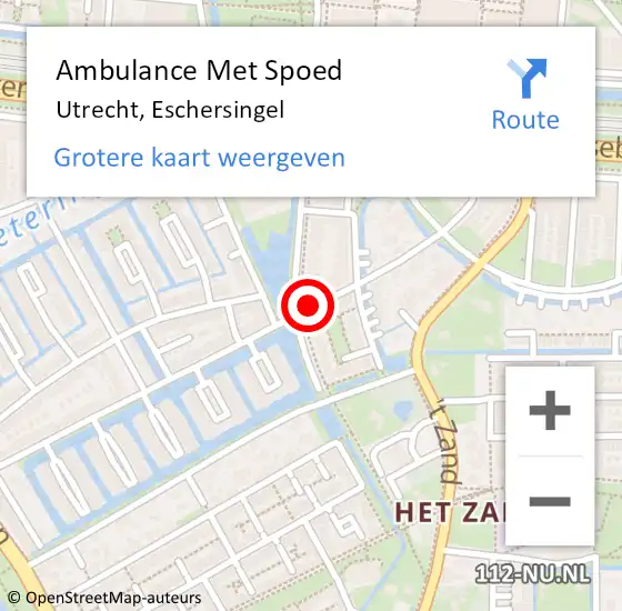 Locatie op kaart van de 112 melding: Ambulance Met Spoed Naar Utrecht, Eschersingel op 25 augustus 2017 18:53