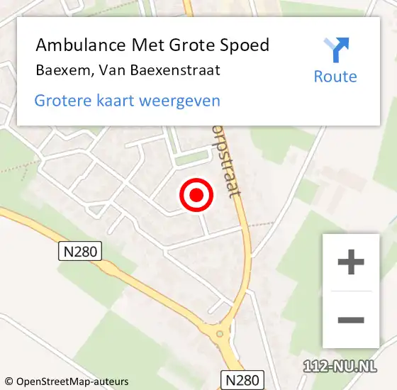 Locatie op kaart van de 112 melding: Ambulance Met Grote Spoed Naar Baexem, Van Baexenstraat op 25 augustus 2017 19:04