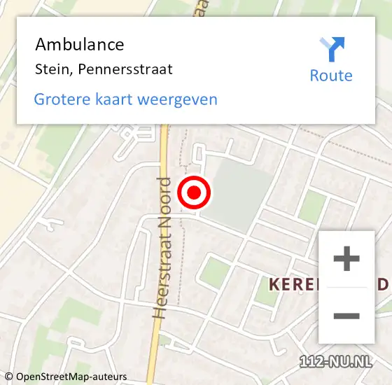 Locatie op kaart van de 112 melding: Ambulance Stein, Pennersstraat op 30 januari 2014 15:23