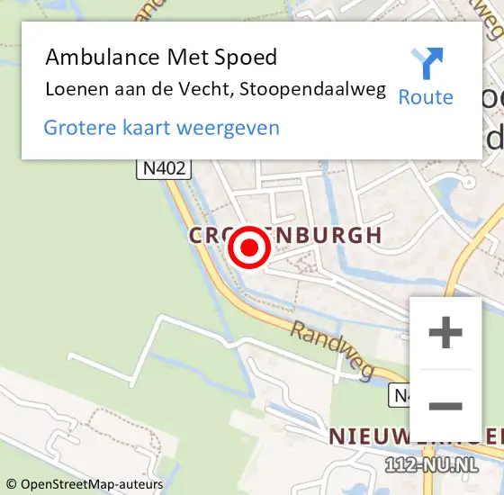 Locatie op kaart van de 112 melding: Ambulance Met Spoed Naar Loenen aan de Vecht, Stoopendaalweg op 25 augustus 2017 20:47