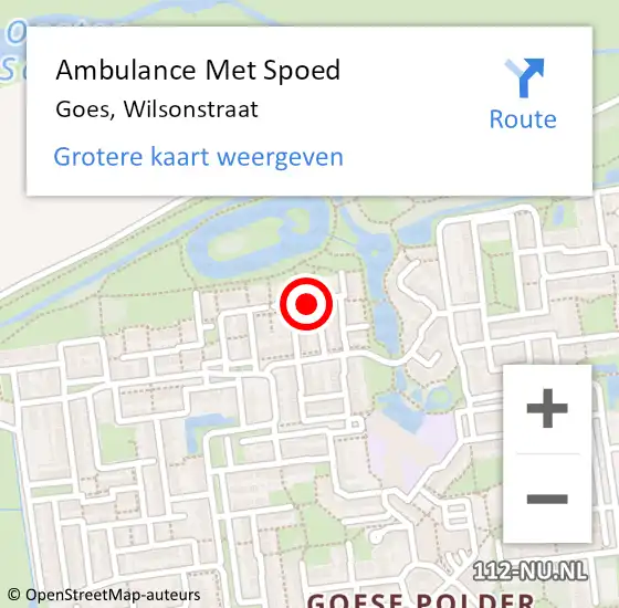 Locatie op kaart van de 112 melding: Ambulance Met Spoed Naar Goes, Wilsonstraat op 25 augustus 2017 20:56