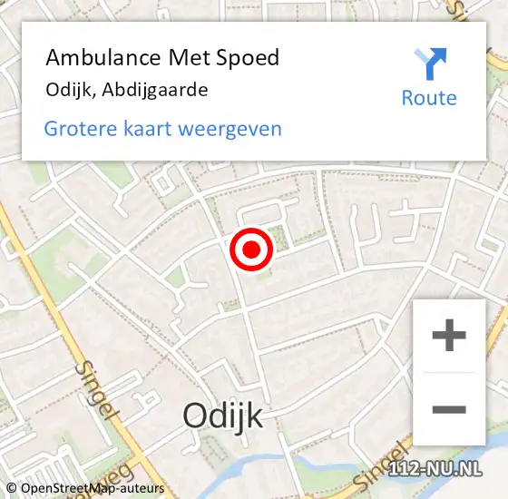 Locatie op kaart van de 112 melding: Ambulance Met Spoed Naar Odijk, Abdijgaarde op 25 augustus 2017 21:11