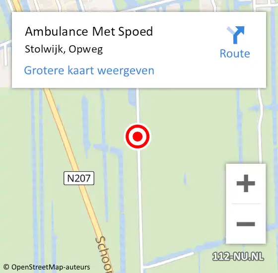 Locatie op kaart van de 112 melding: Ambulance Met Spoed Naar Stolwijk, Opweg op 25 augustus 2017 21:14