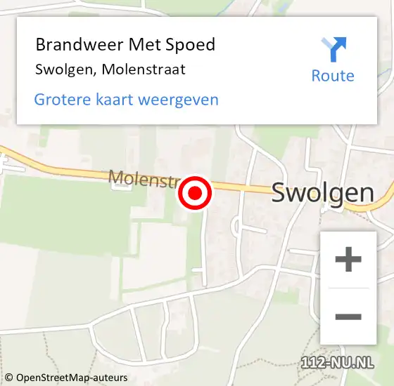 Locatie op kaart van de 112 melding: Brandweer Met Spoed Naar Swolgen, Molenstraat op 25 augustus 2017 21:43