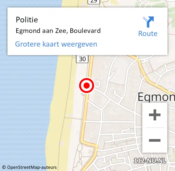 Locatie op kaart van de 112 melding: Politie Egmond aan Zee, Boulevard op 25 augustus 2017 22:03