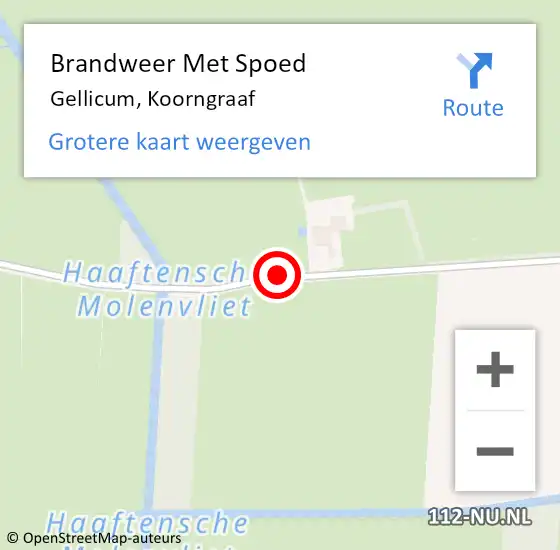 Locatie op kaart van de 112 melding: Brandweer Met Spoed Naar Gellicum, Koorngraaf op 25 augustus 2017 22:06